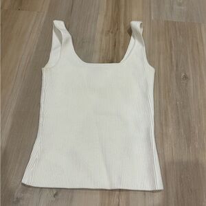 White Ribbed Tank Top